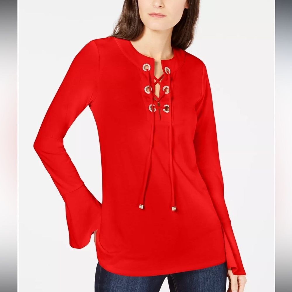 Micheal Micheal Kors red long sleeve blouse. Size S